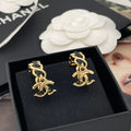 Chanel Black Leather Earrings